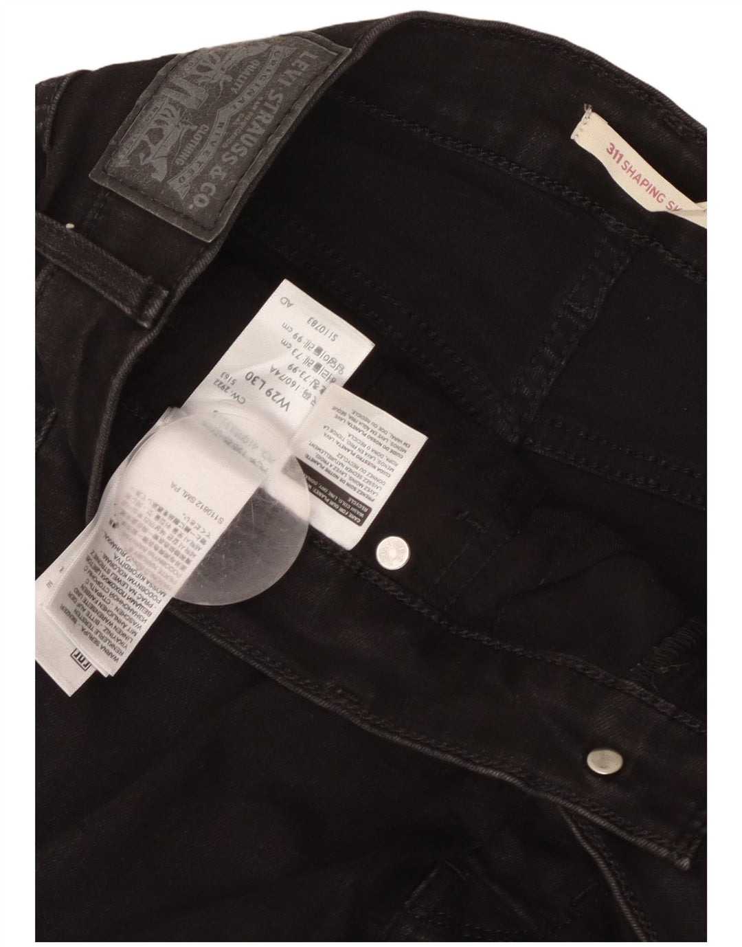 Levi's Damen 311 Shaping Skinny Jeans W29 L30 Schwarze Baumwolle