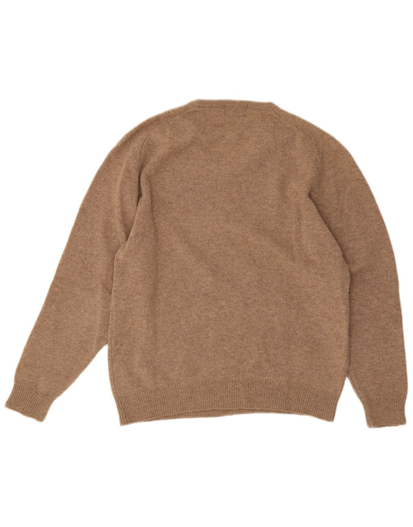 Kappa Herren-Pullover mit V-Ausschnitt aus mittelbeiger Lammwolle