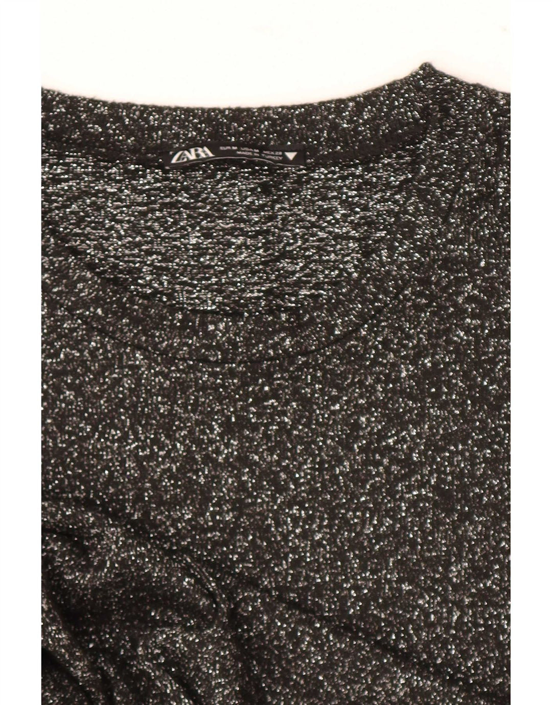 Zara Damen Top Langarm UK 12 Medium Schwarz
