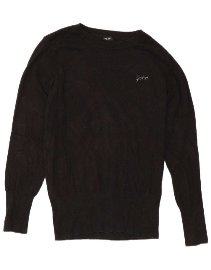Guess Damen-Pullover mit Rundhalsausschnitt, UK 12, mittlere schwarze Viskose