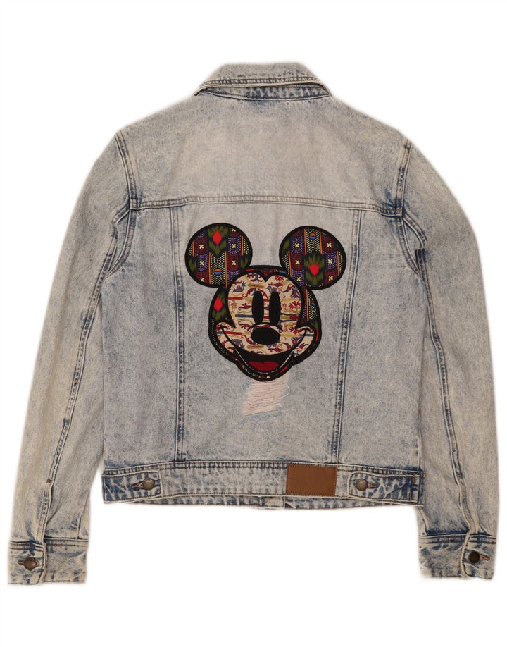 Desigual Damen-Jeansjacke mit Mickey-Mouse-Grafik, Gr. 10, Größe S, Blau, Baumwolle