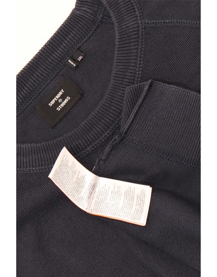 Superdry Herren-Sweatshirt-Pullover 2XL aus marineblauer Baumwolle