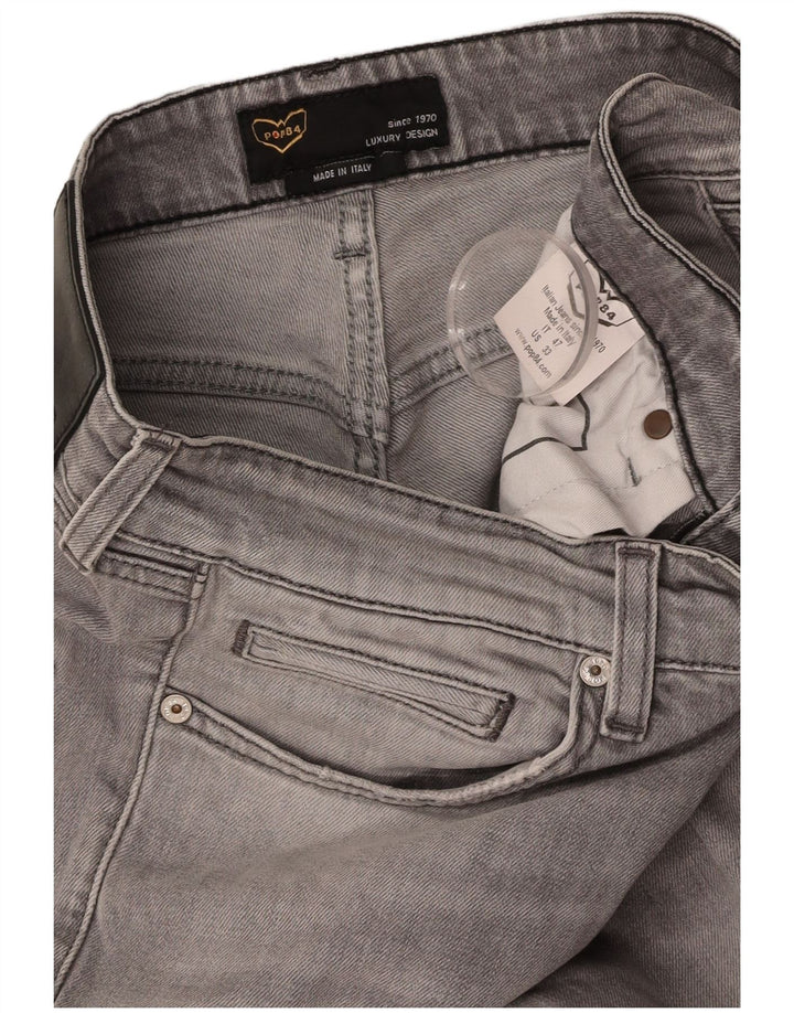 POP 84 Herren Distressed Slim Jeans W33 L29 Graue Baumwolle