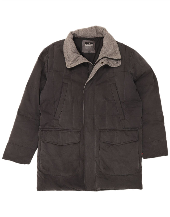 DIADORA Wattierter Herrenmantel UK 38 Mittelgraue Baumwolle