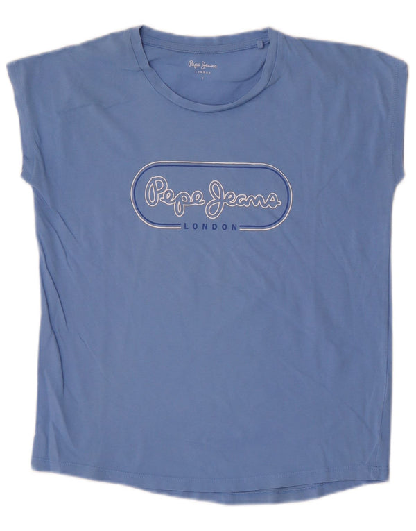 PEPE Jeans Womens Graphic T-Shirt Top Small Blue