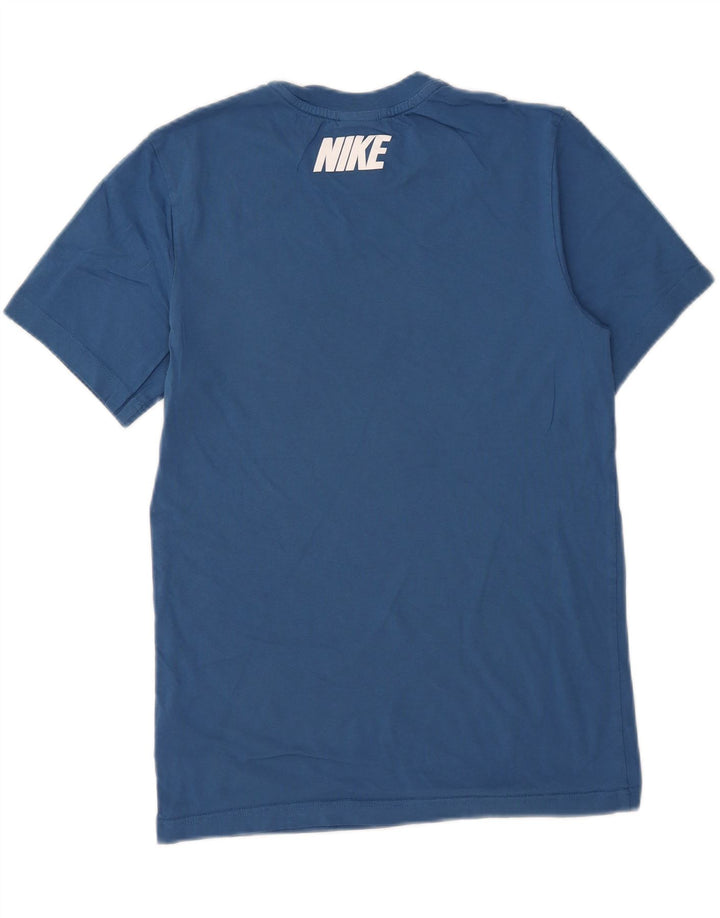 Nike Herren-T-Shirt mit Grafik, Größe S, Blau, Colourblock-Baumwolle