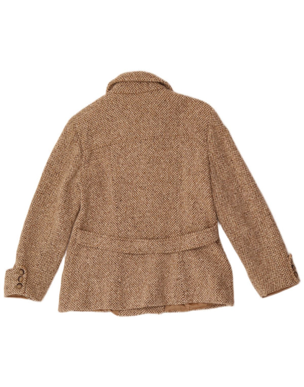 Max Mara Damen Weekend Pea Coat UK 16 Large Beige Fischgrätenwolle