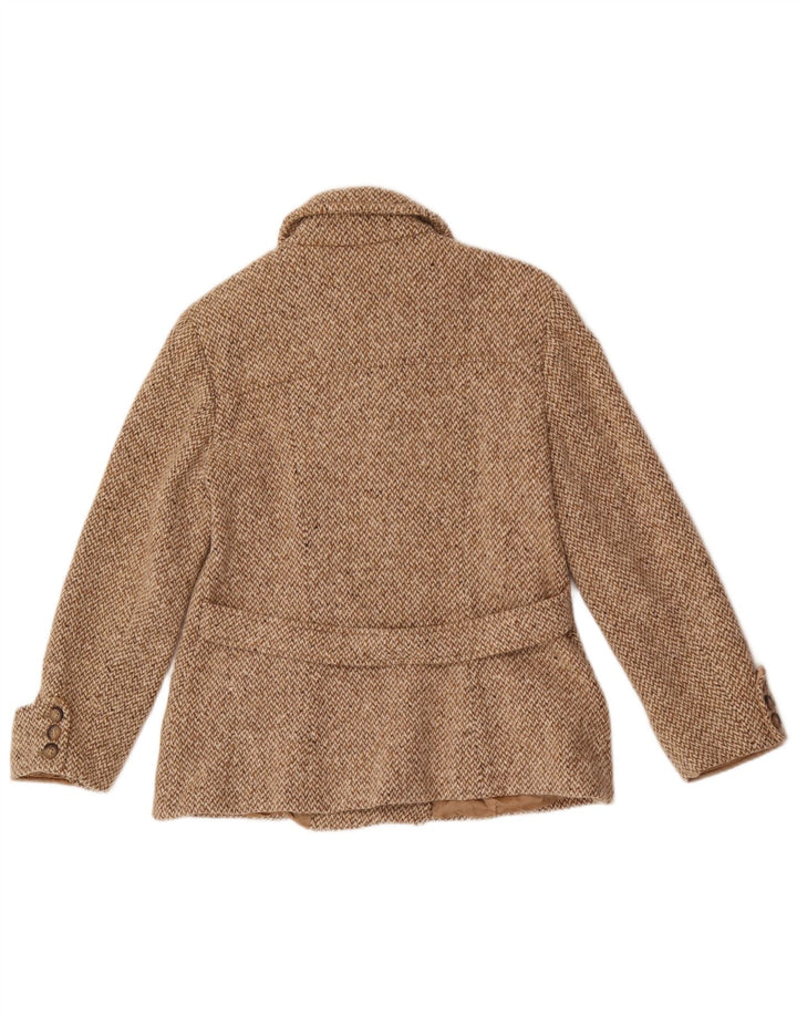 Max Mara Damen Weekend Pea Coat UK 16 Large Beige Fischgrätenwolle