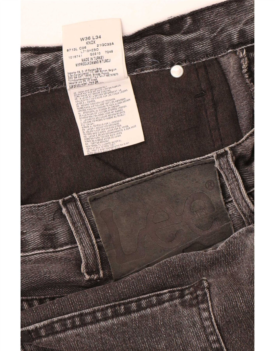 Lee Herren Knox Straight Jeans W36 L32 Graue Baumwolle
