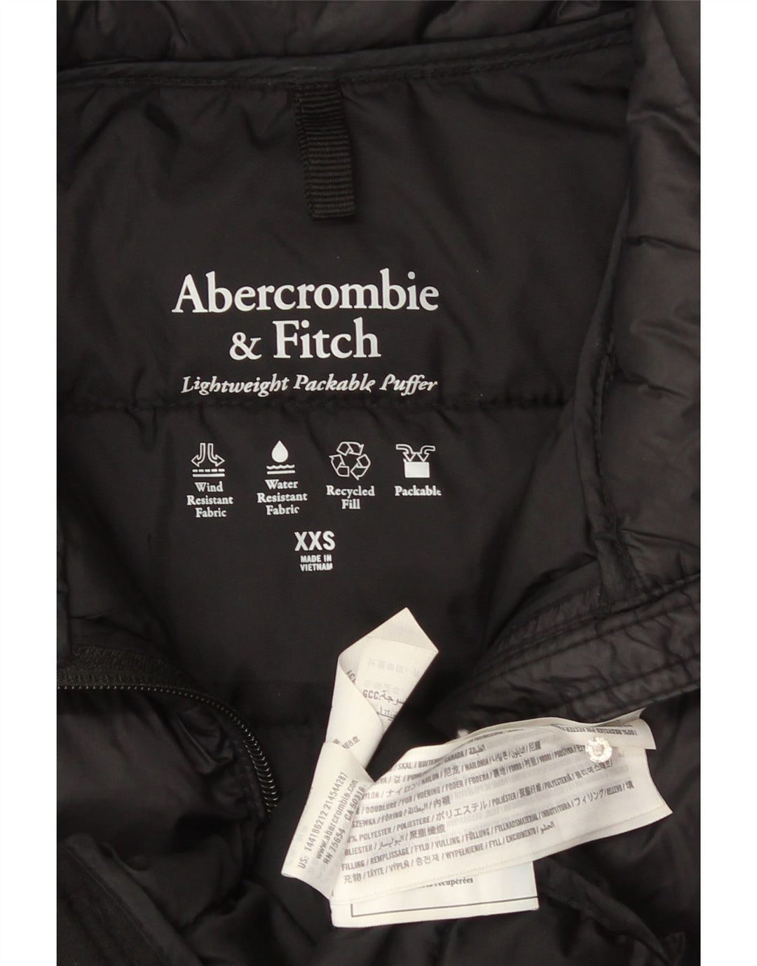 Abercrombie & Fitch Damen Wattierte Jacke UK 2 2XS Schwarz Polyester