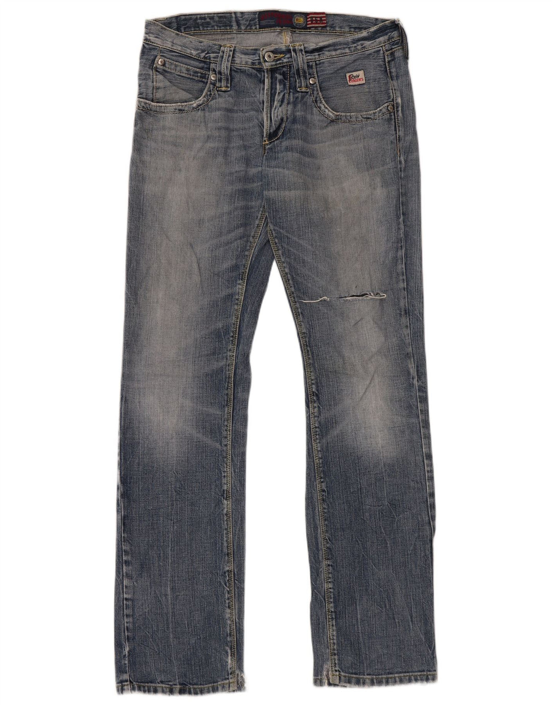 Roy Rogers Herren Distressed Straight Jeans W31 L33 Blaue Baumwolle