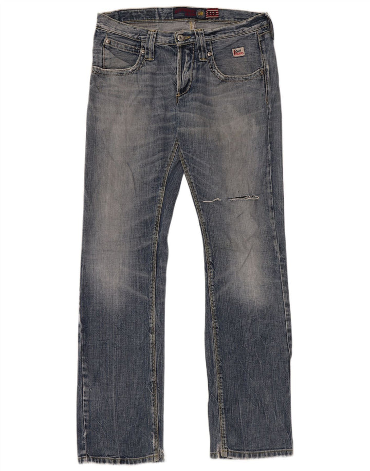 Roy Rogers Herren Distressed Straight Jeans W31 L33 Blaue Baumwolle