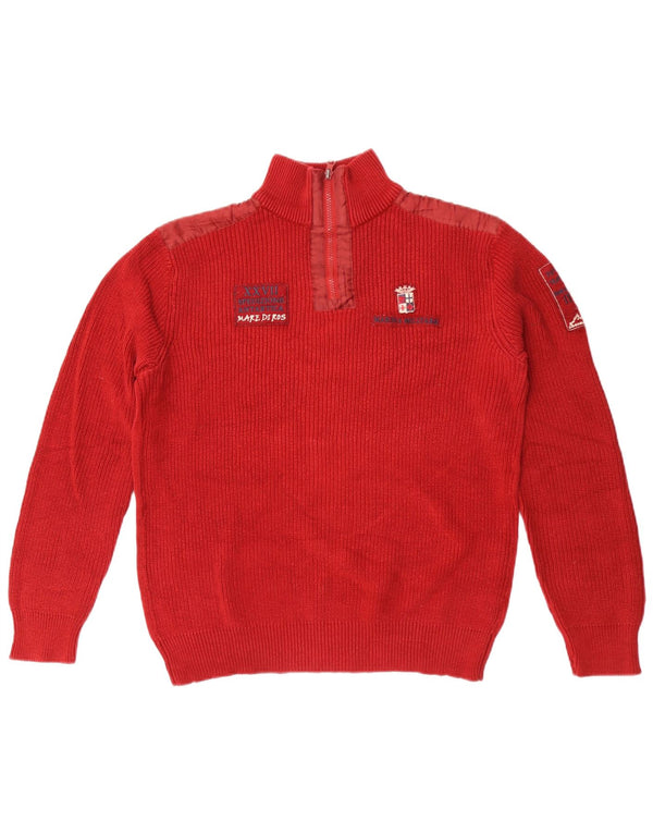 Marina Militare Damen-Pullover mit grafischem Reißverschluss und Kragen, UK 18, XL, rote Baumwolle