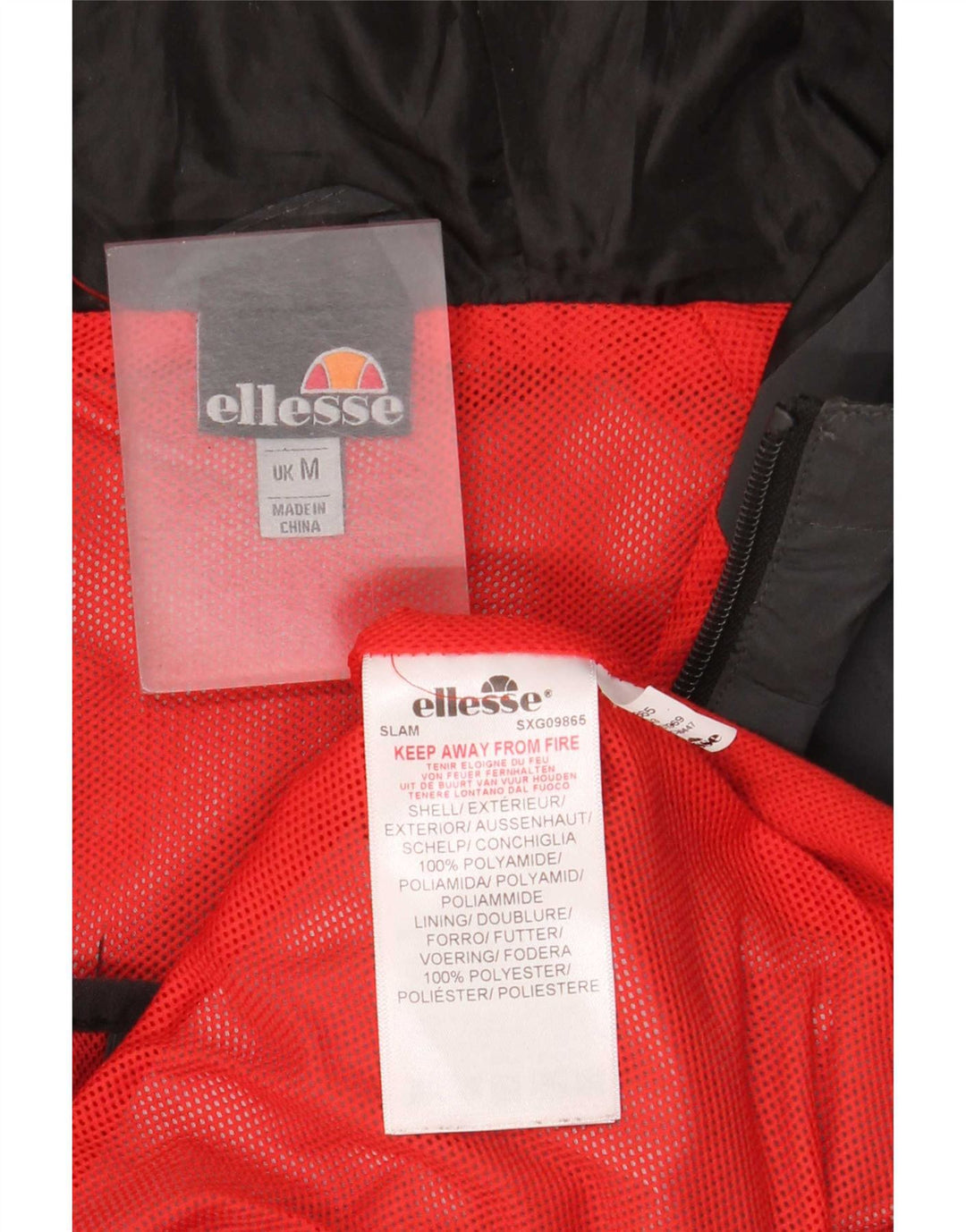 Ellesse Herren-Regenjacke mit Kapuze, UK 38, mittelgraues Polyamid