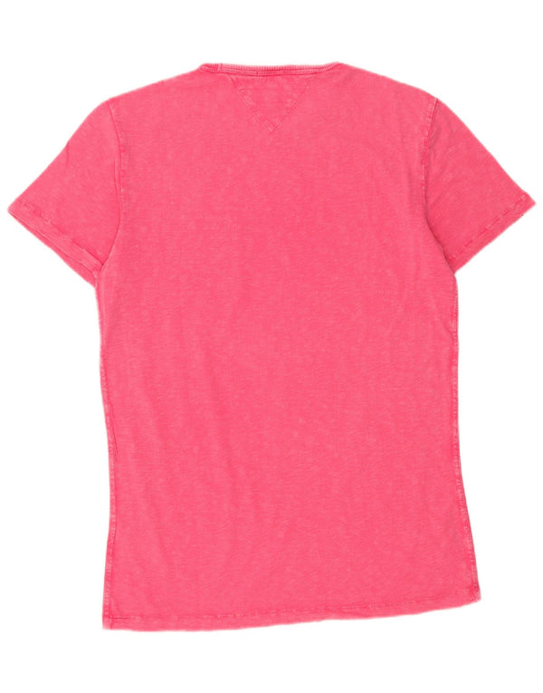 Tommy Hilfiger Mens T-Shirt Top Medium Pink Flecked Cotton