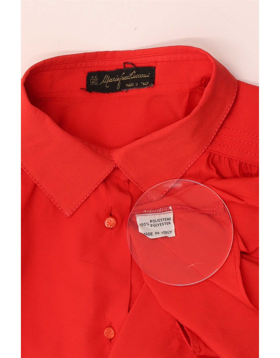 Mario Pucci Cecconi Damen-Hemdbluse mit lockerer Passform, Größe 40, klein, rotes Polyester