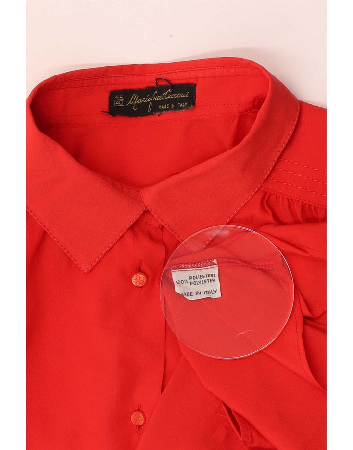 Mario Pucci Cecconi Damen-Hemdbluse mit lockerer Passform, Größe 40, klein, rotes Polyester