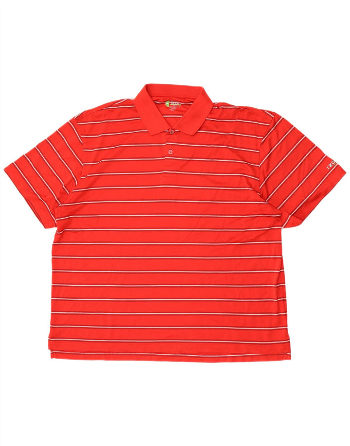 Izod Herren-Golf-Poloshirt, 2XL, rot gestreift, Polyester