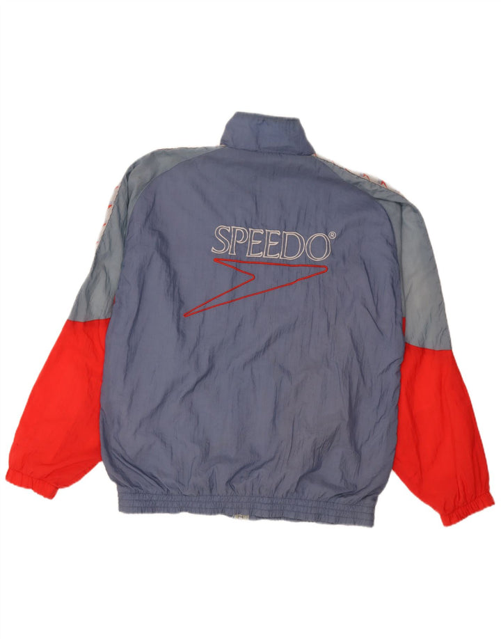 Speedo Herren-Trainingsanzugoberteil mit Grafik, groß, blaues Colourblock-Nylon