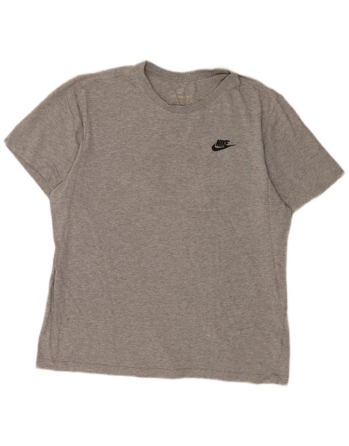 Nike Herren-T-Shirt-Oberteil aus mittelgrau gefleckter Baumwolle