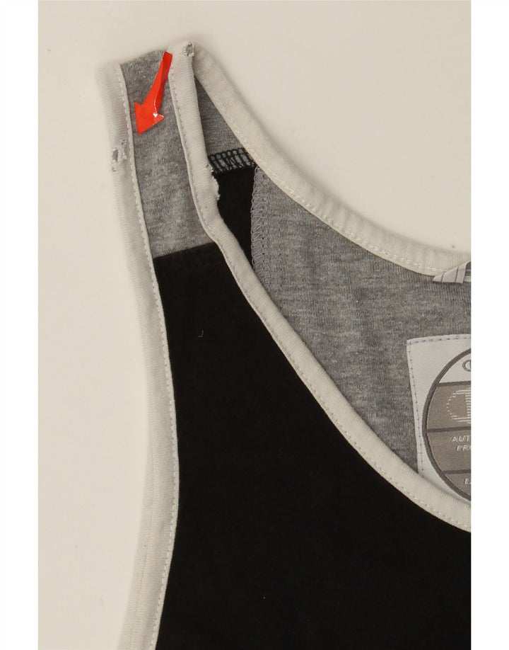 Champion Womens Graphic Vest Top UK 12 Mittelschwarze Colourblock-Baumwolle