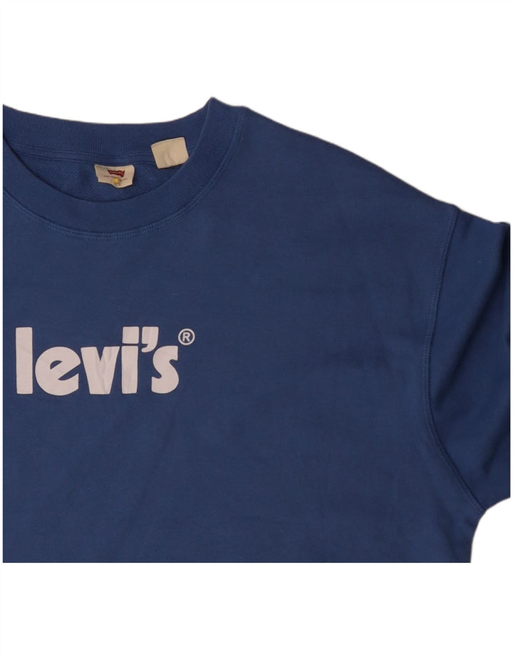 Levi's Damen Grafik-Sweatshirt-Pullover UK 16 Large Blaue Baumwolle