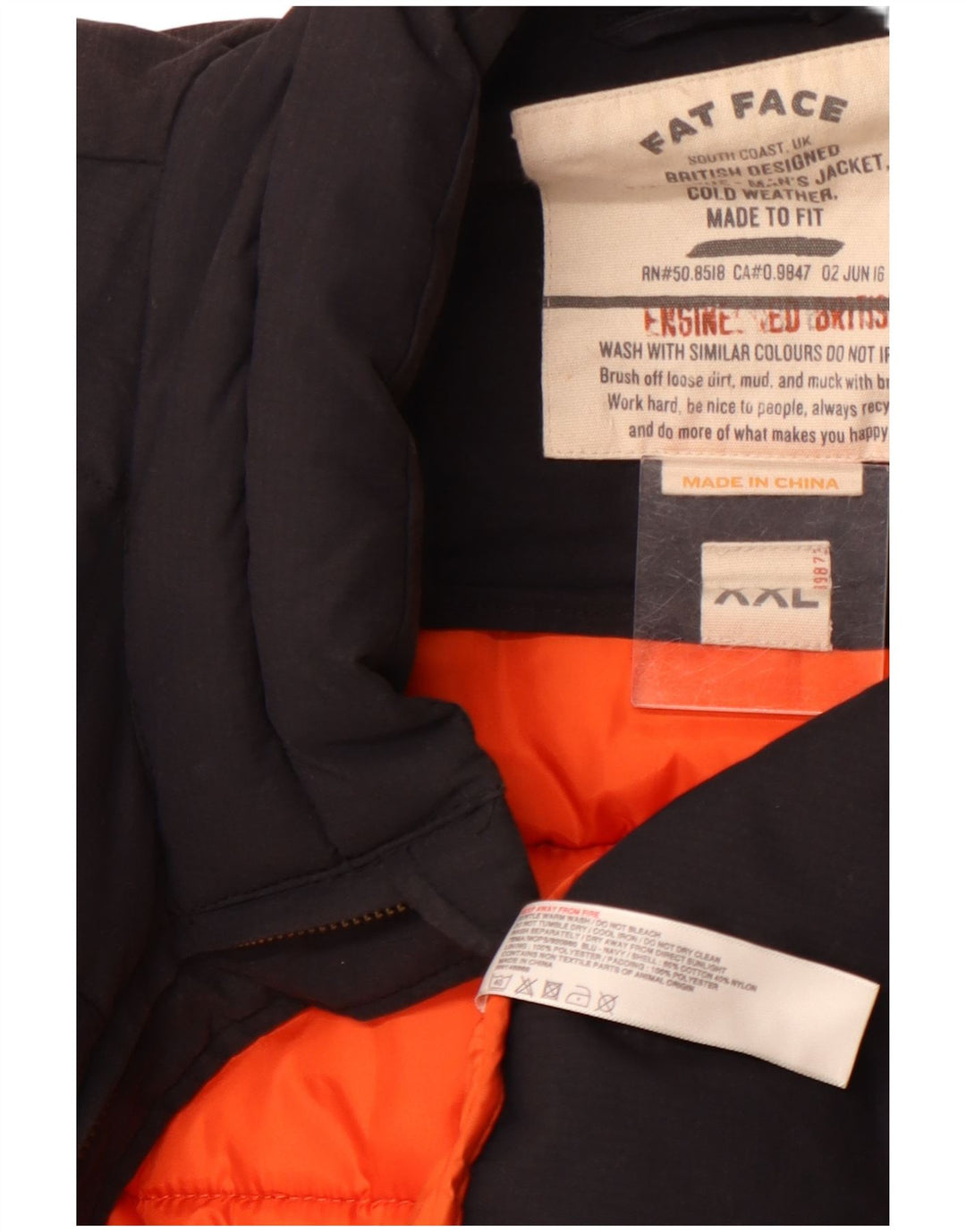 FAT FACE Herren Wattierte Jacke UK 44 2XL Schwarz Baumwolle