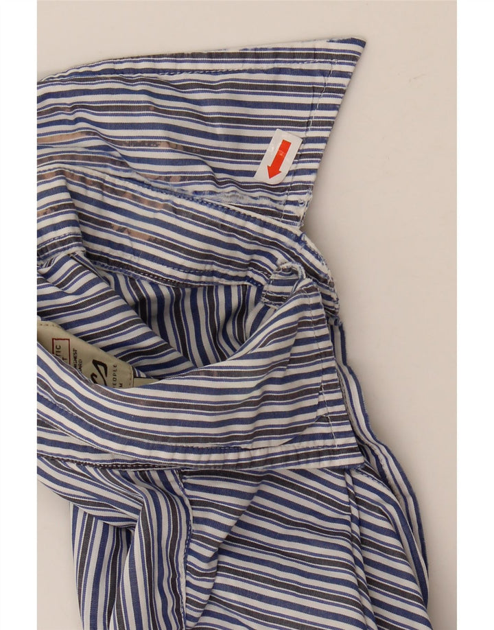 MARLBORO CLASSICS Mens Rugged & Refined Shirt Medium Blue Striped Cotton