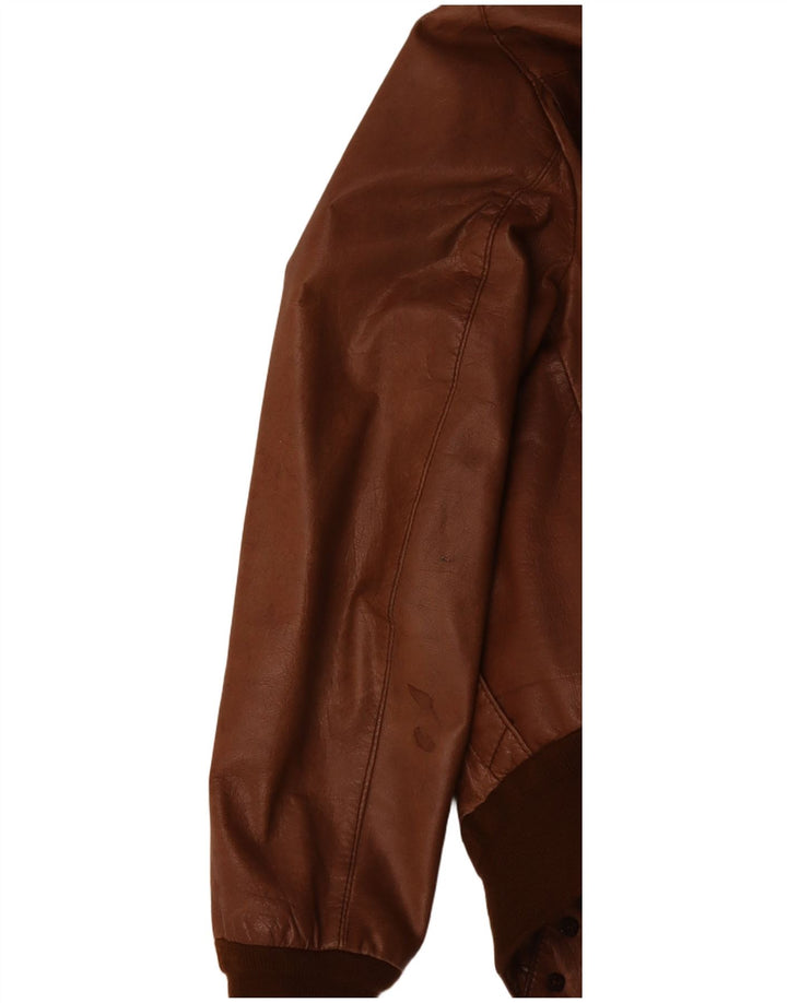 VINTAGE Herren Crop Bomberjacke UK 36 Small Brown Colourblock