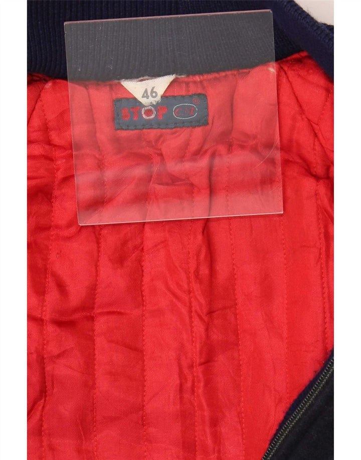 Vintage Herren Bomberjacke IT 46 Kleine marineblaue Wolle