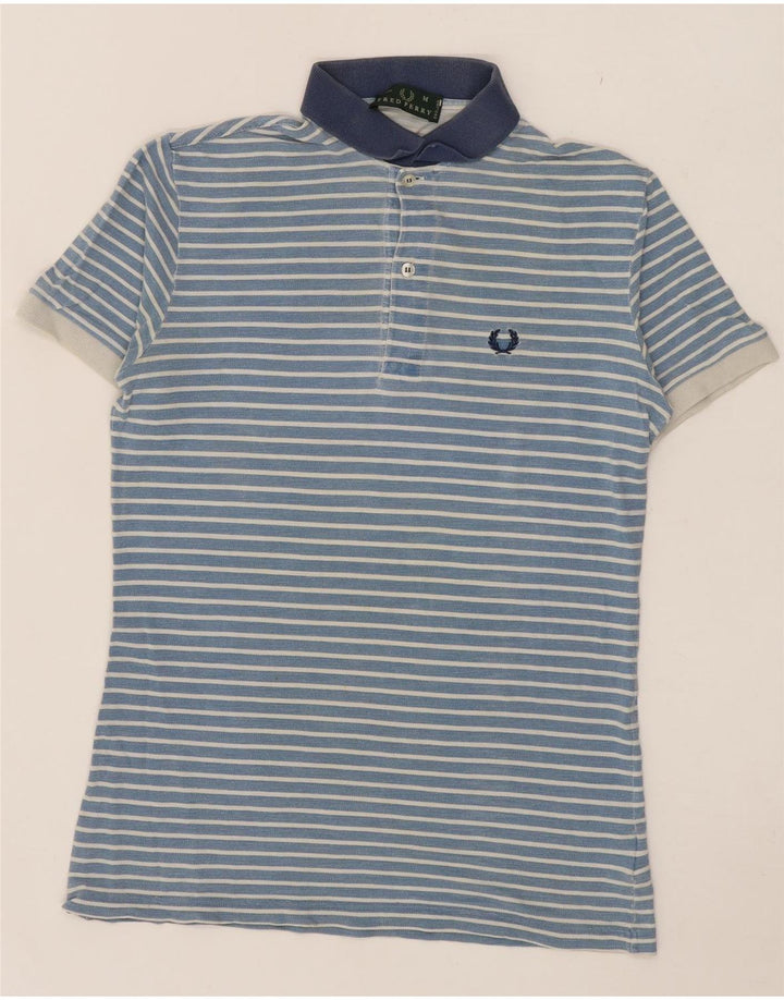 Fred Perry Herren-Poloshirt aus mittelblauer, gestreifter Baumwolle