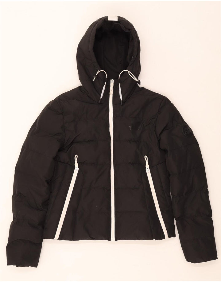 Superdry Damen Oversize Crop Hooded Wattierte Jacke UK 8 Small Schwarz