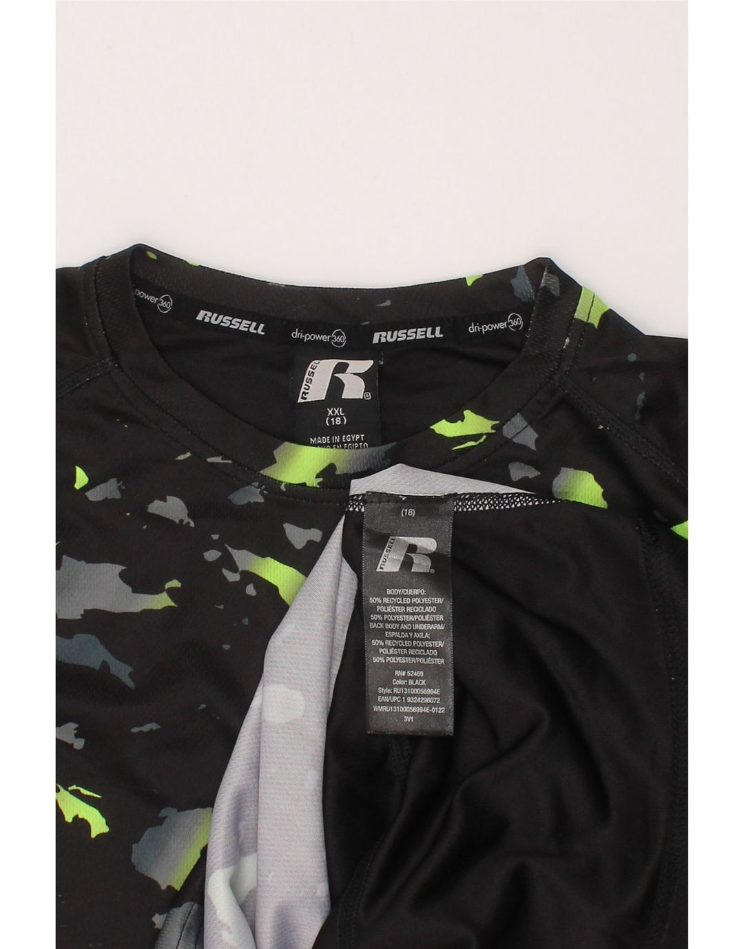 RUSSELL ATHLETIC Jungen Dri-Power T-Shirt Top 15–16 Jahre 2XL Schwarz