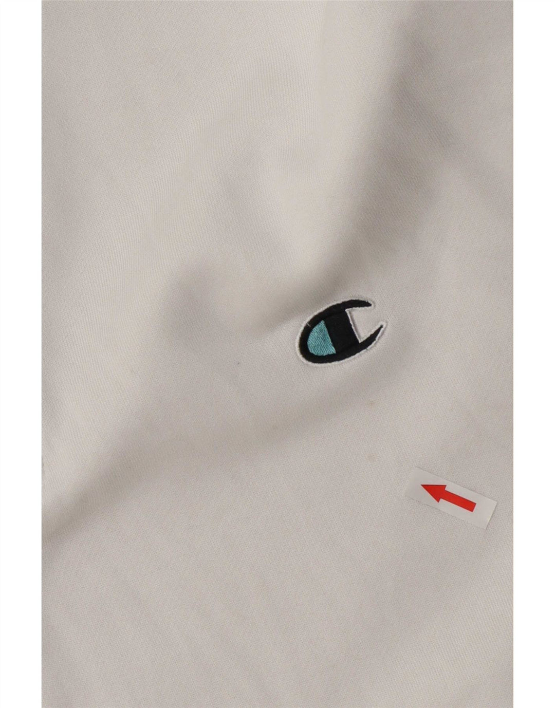 Champion Herren-Sweatshirt mit Reißverschluss am Hals, groß, aus weißer Baumwolle