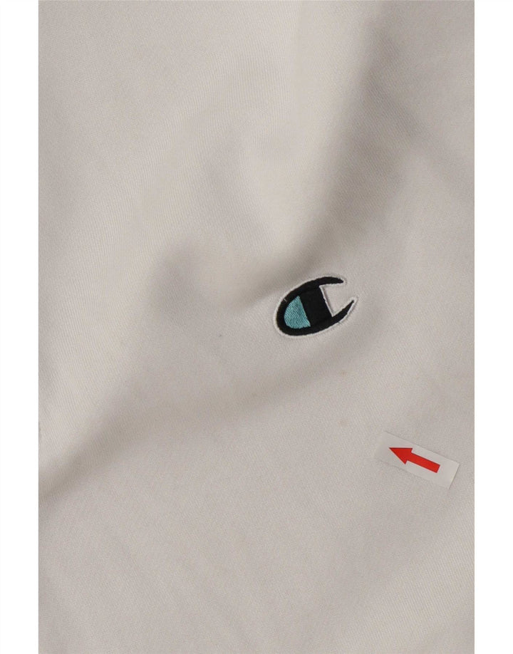 Champion Herren-Sweatshirt mit Reißverschluss am Hals, groß, aus weißer Baumwolle