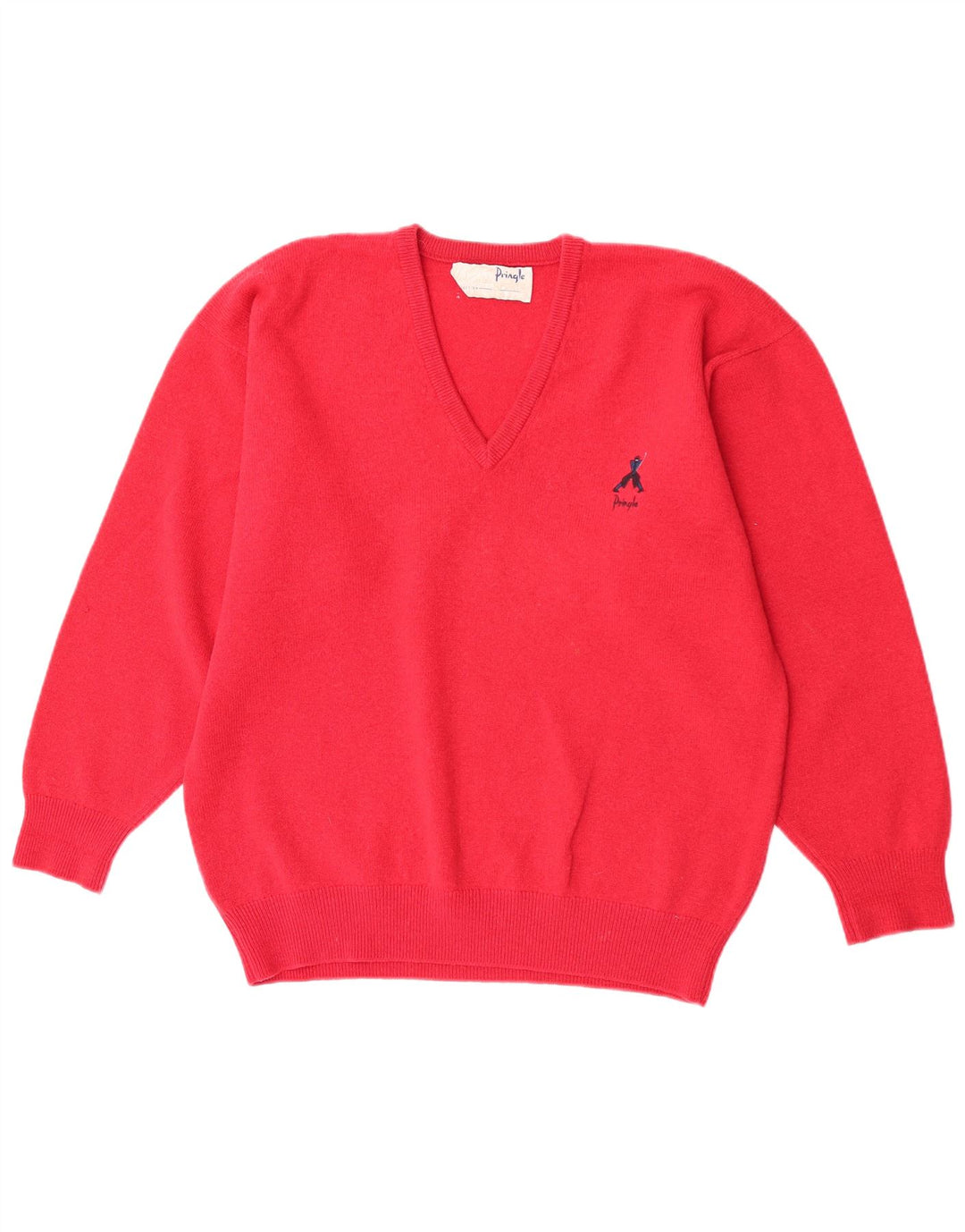 Pringle Herren-Pullover mit normaler Passform, V-Ausschnitt, mittelrote Wolle