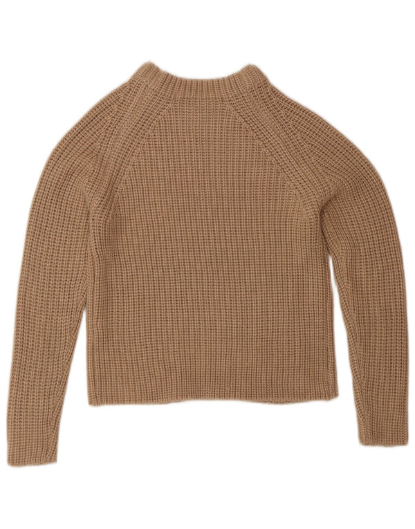 Zara Damen Crop Crew Neck Pullover Pullover UK 8 Small Beige