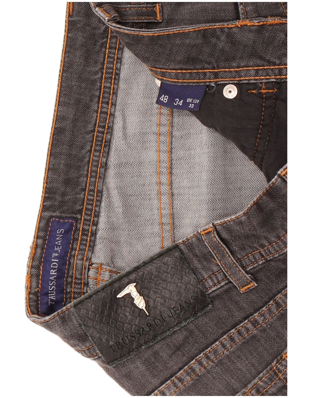Trussardi Herren Straight Jeans W32 L29 Grau