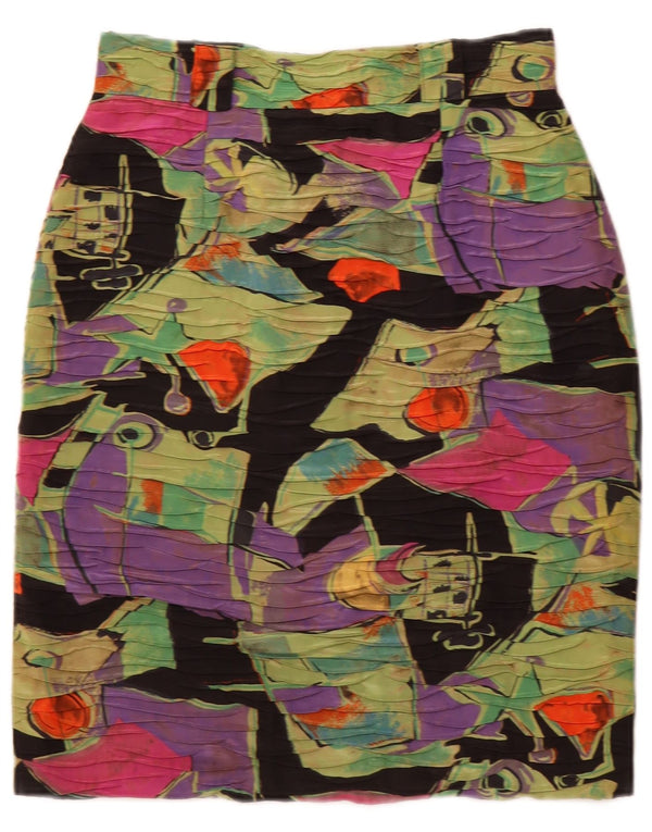 Vintage Damen Bleistiftrock mit abstraktem Muster EU 38 Medium W28 Mehrfarbig