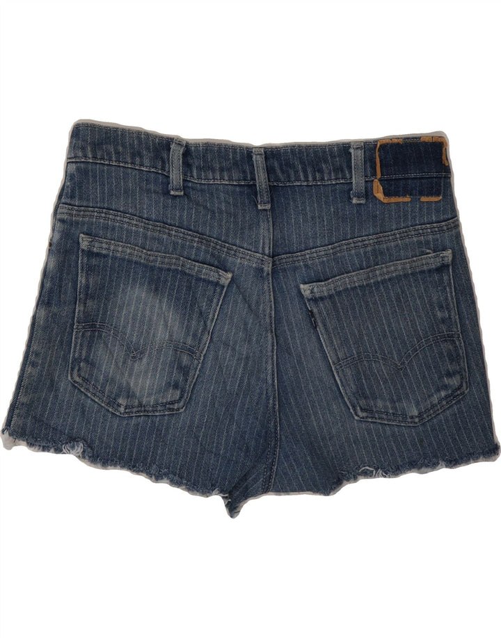 VINTAGE Womens Denim Shorts W32 Large Blue Pinstripe Vintage Vintage and Second-Hand Vintage from Messina Hembry 