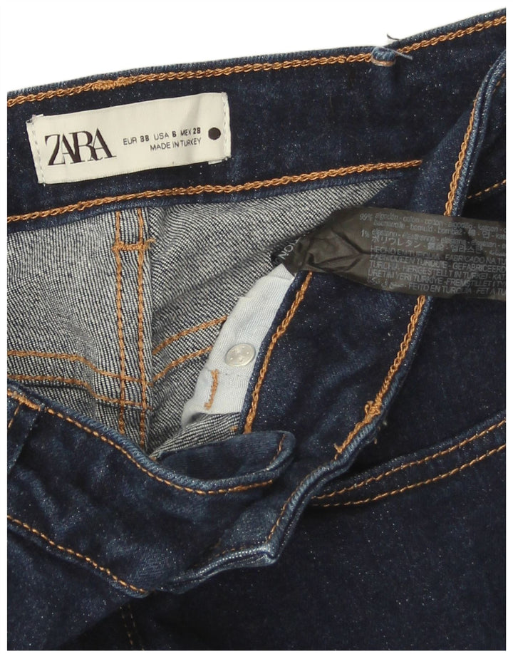 Zara Damen Bootcut Jeans EU 38 Small W28 L29 Marineblaue Baumwolle
