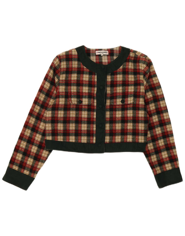 Enara Camice Damen 5-Knopf-Crop-Blazer-Jacke, UK 14, mittelrot kariert