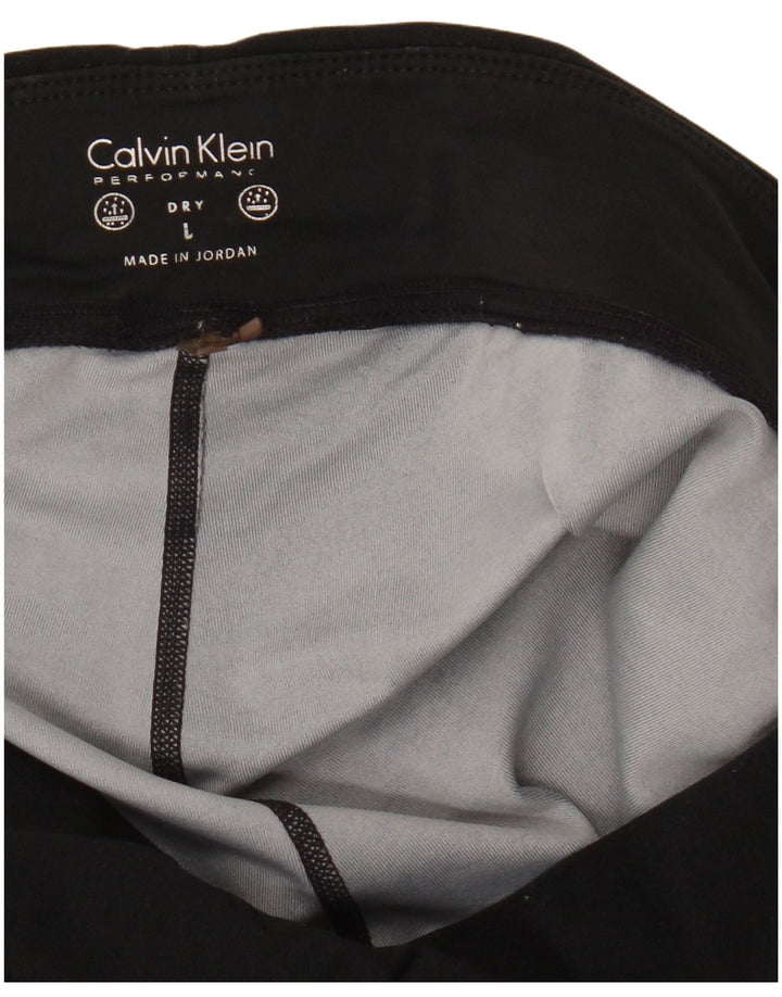 Calvin Klein Damen Leggings UK 14 Large Schwarz Geometrisch