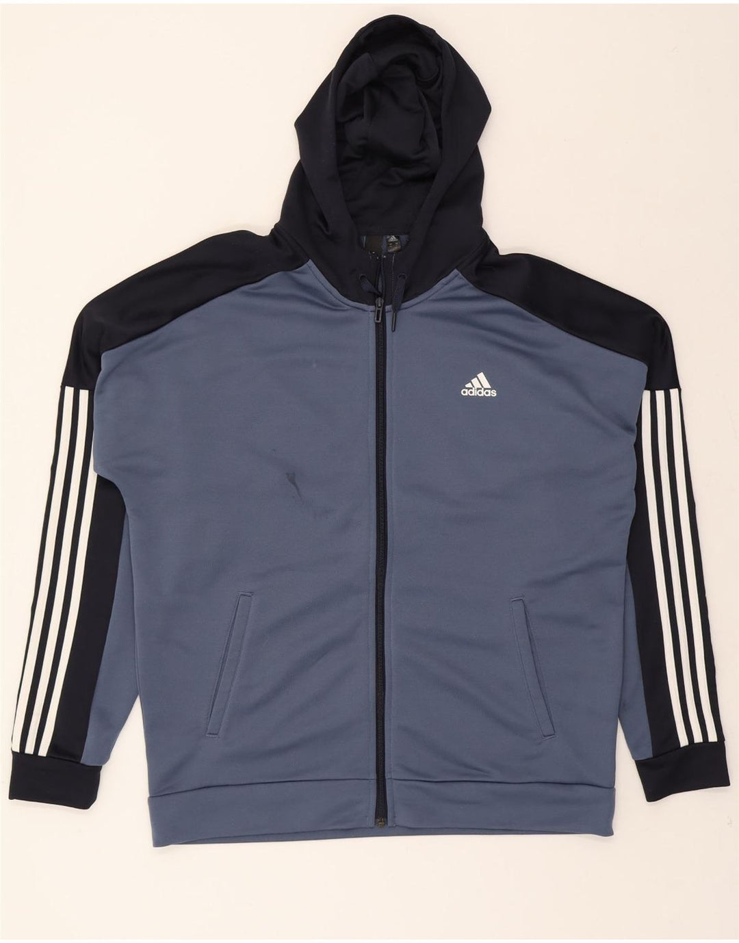 ADIDAS Mens Zip Hoodie Sweater XL Blue Colourblock Polyester Vintage Adidas and Second-Hand Adidas from Messina Hembry 