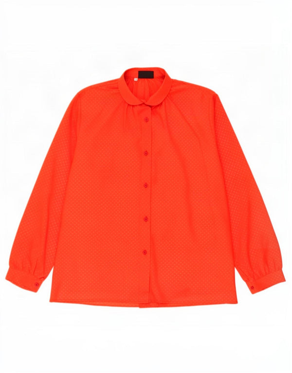 Vintage Damen Übergroße Hemdbluse US 4 Small Orange Geometrisch Polyester