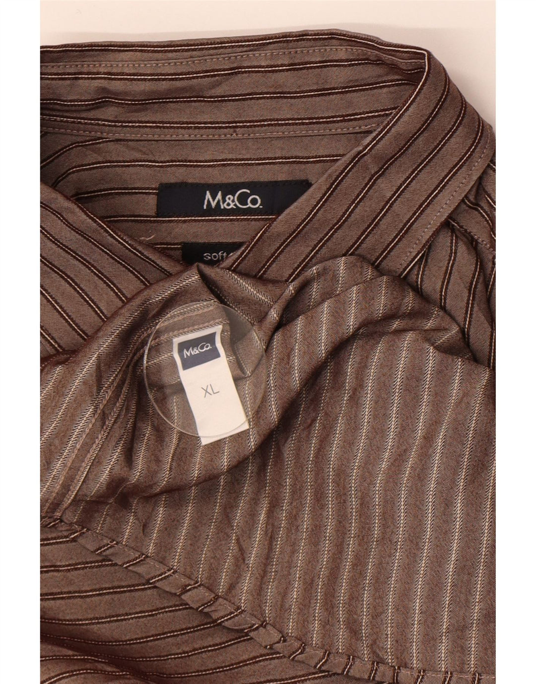 M&Co Herrenhemd XL braun gestreift Viskose