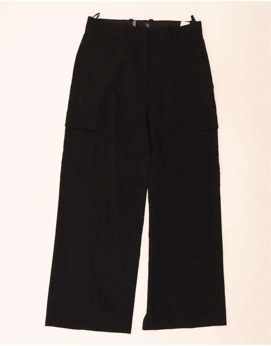 Marks & Spencer Damen Gerade Cargohose UK 12 Medium W30 L30 Schwarz