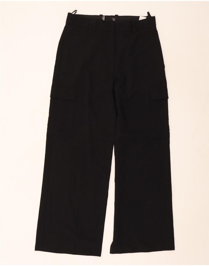 Marks & Spencer Damen Gerade Cargohose UK 12 Medium W30 L30 Schwarz