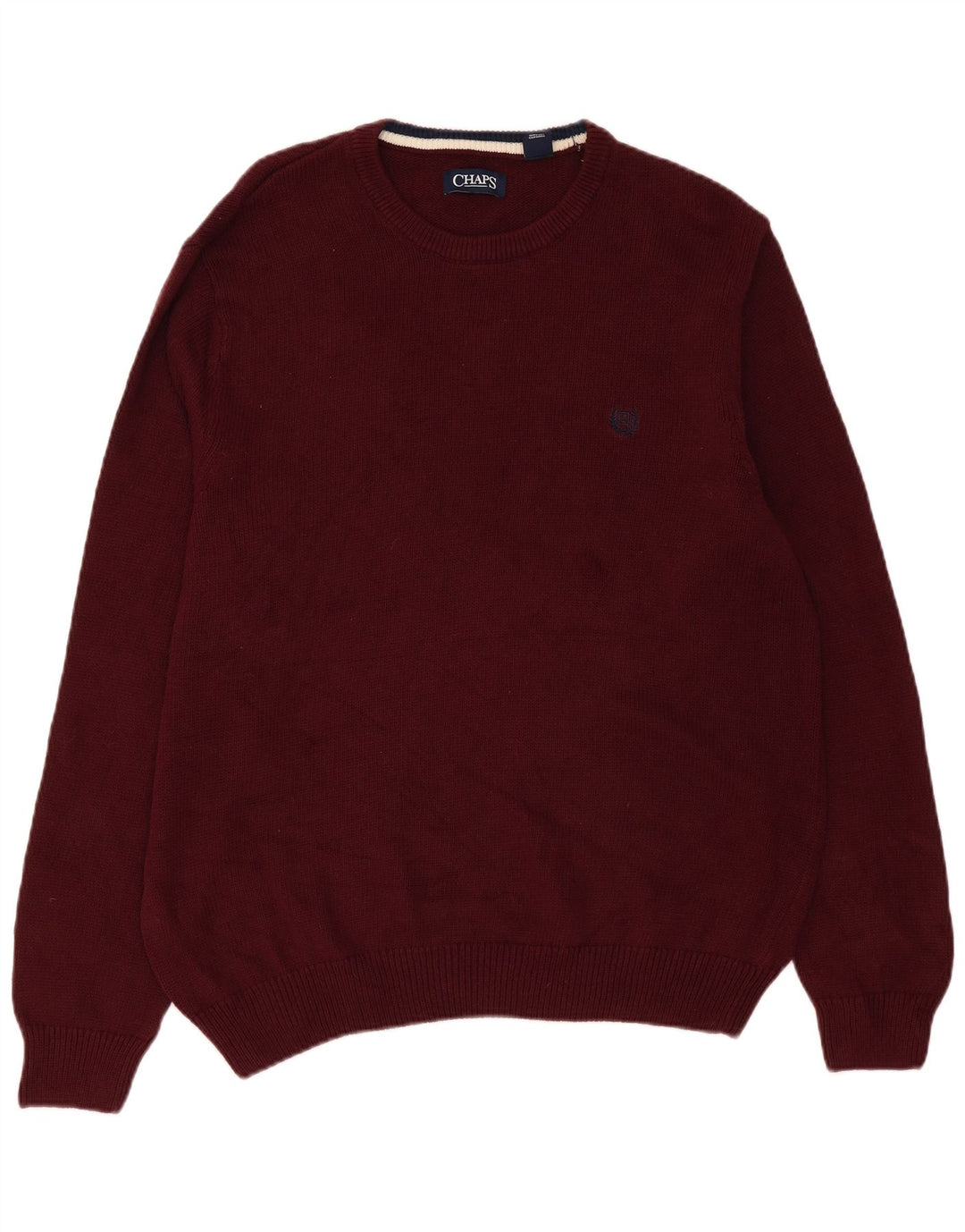 Chaps Herren-Pullover mit Rundhalsausschnitt, XL, Burgunderrot, Baumwolle