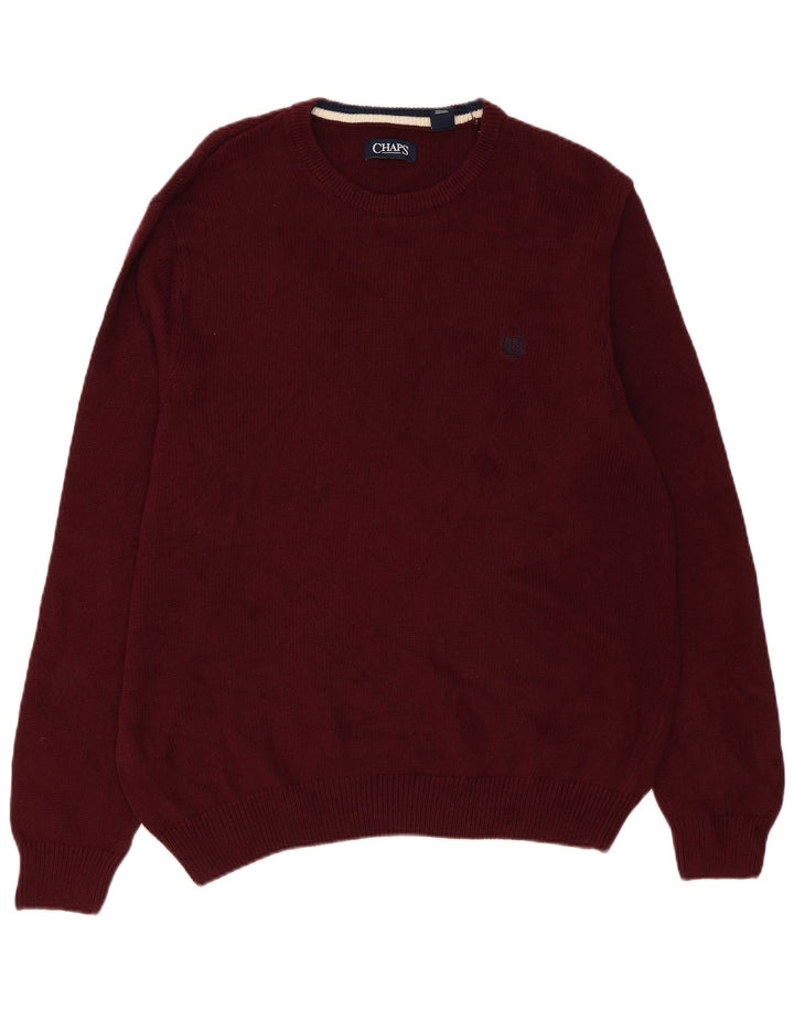 Chaps Herren-Pullover mit Rundhalsausschnitt, XL, Burgunderrot, Baumwolle